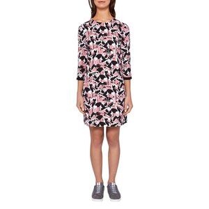 Ted Baker, Womens Shift Dress, Colour By Numbers, Crane Print - Pink Size 4 US/1
